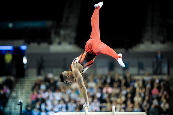 Louis Smith MBE displays his pommel horse skills