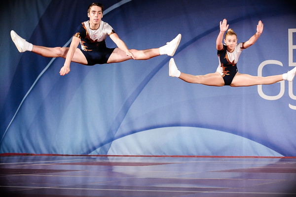 aerobic pair perform at the British Championships