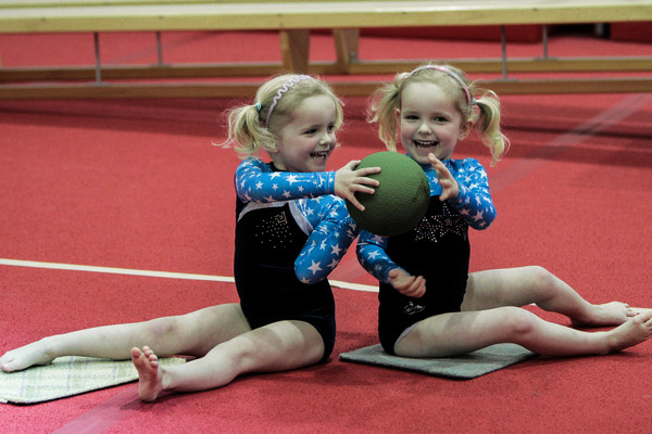 pre-school gymnasts developing their coordination skills